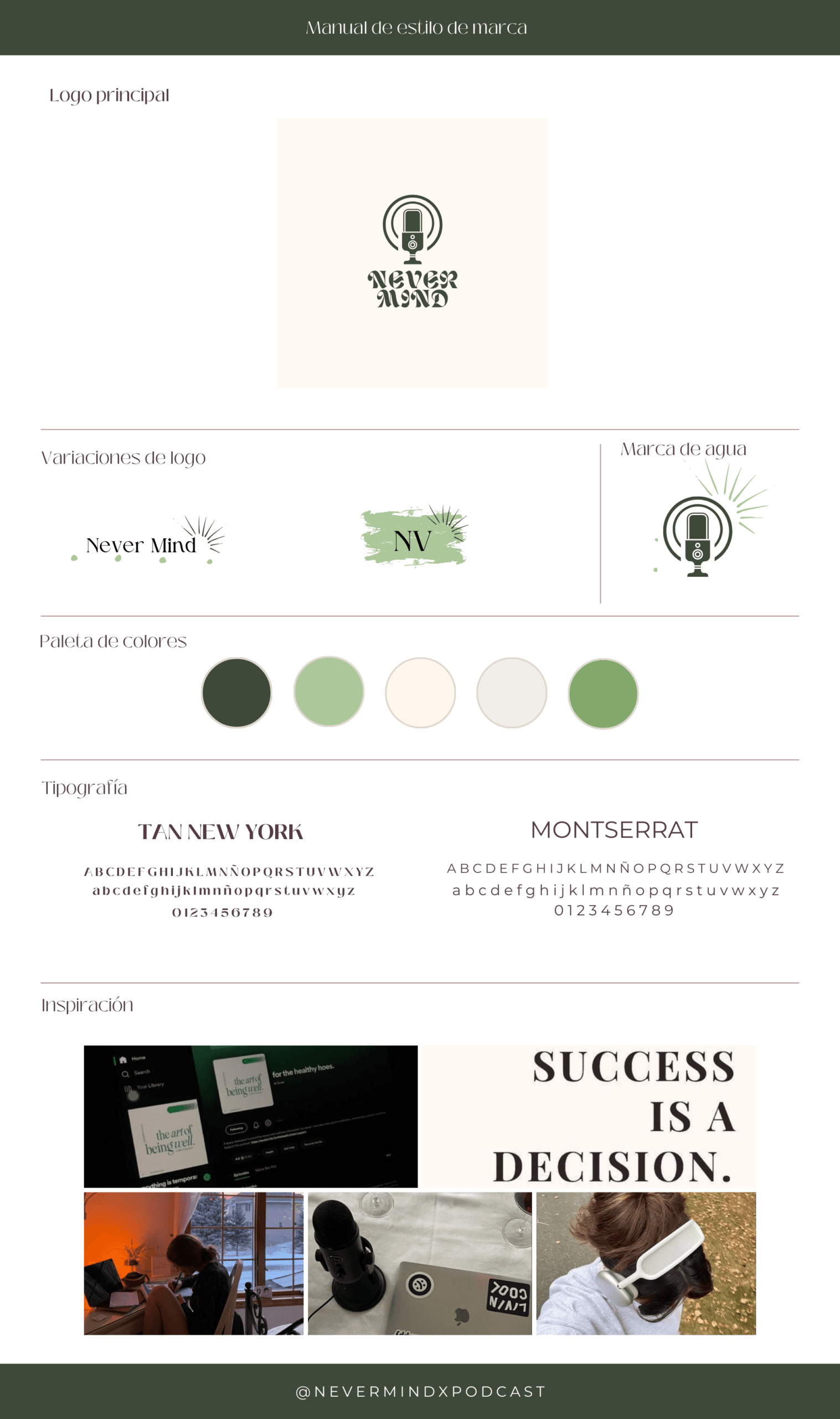 Idea de branding para podcast, paleta de colores, logo, icono